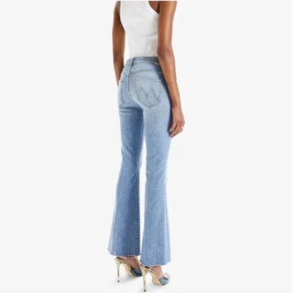 Mother The Weekender Fray Flare Jeans in action shot 26 distressed raw hem - Picture 2 of 16